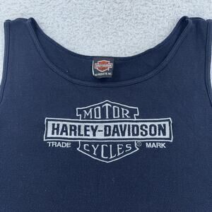 Vintage Harley-Davidson Shirt Mens XL Blue Tank Top Zook's Des Moines Iowa 90s